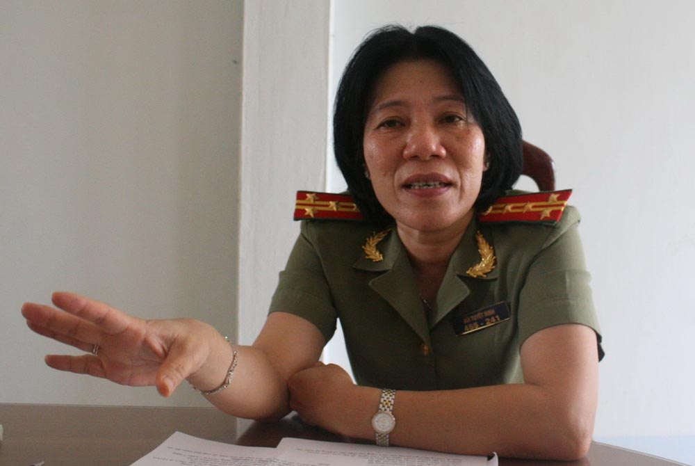 Bà Bùi Tuyết Minh, Giám đốc Công an tỉnh Kiên Giang khi còn là Đại tá