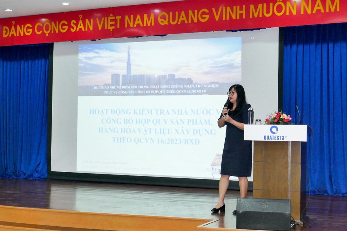 Bà Nguyễn Ngọc Thanh - Trưởng phòng Vật liệu xây dựng, Sở Xây dựng TP. HCM.