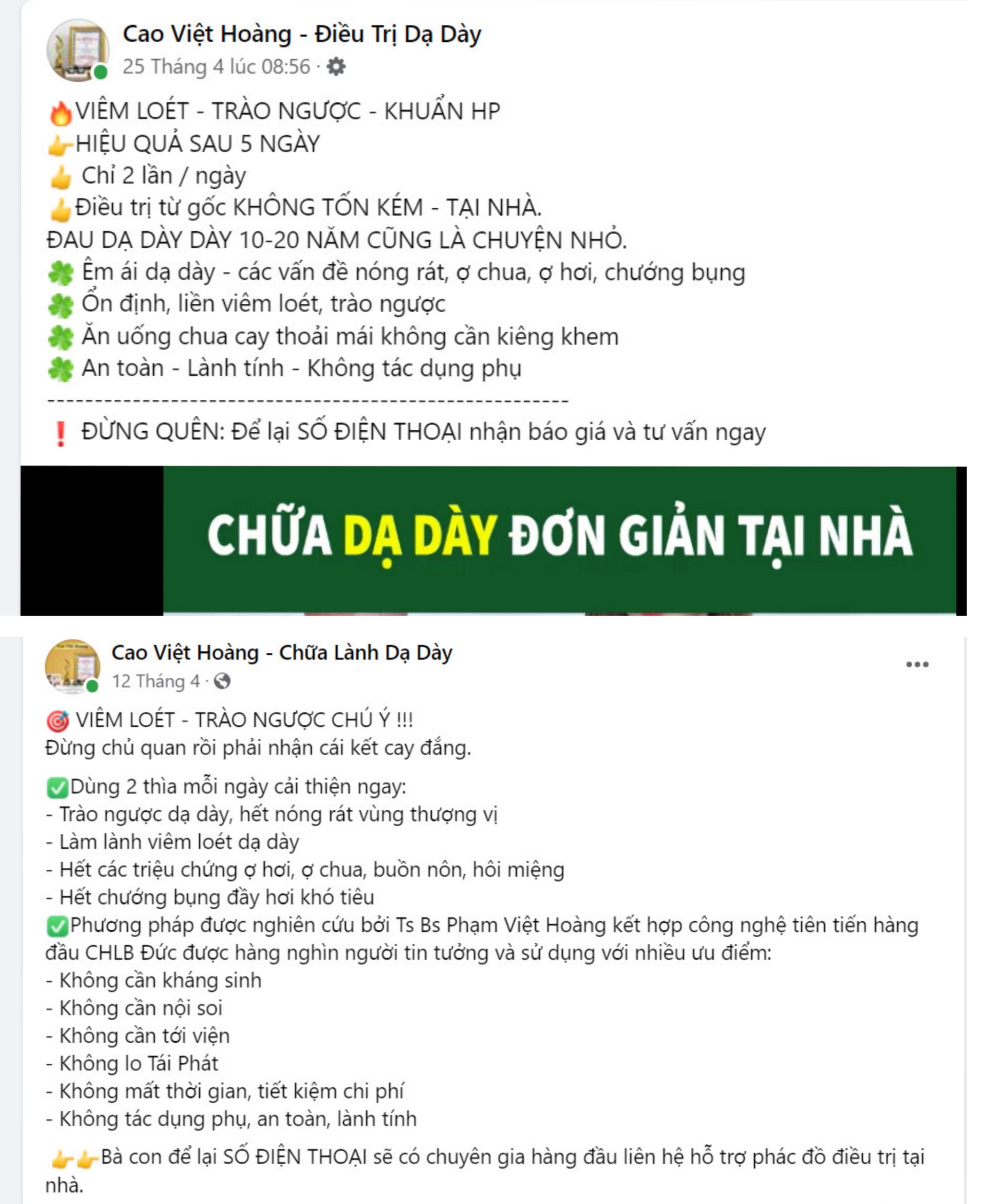 Nhiều fanpage quảng cáo Cao Việt Hoàng trái quy định pháp luật. (Ảnh: VietQ.vn)